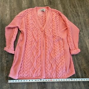 Aran Crafts Pink Cable Knit Cardigan